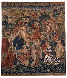 Gobeläng föreställande Zigenarnas läger, från Flandern, ca 1510 (ull och siden)