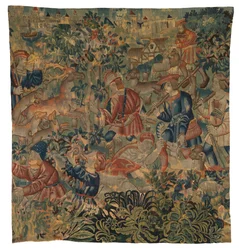 Gobeläng föreställande jaktscener, möjligen från Tournai, ca 1500 (ull)