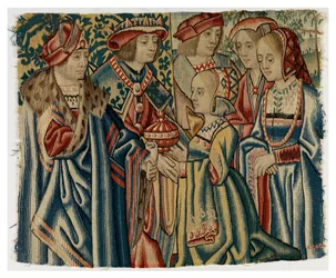 Gobelängfragment som föreställer Ludvig XII:s äktenskap med Jeanne, dotter till Ludvig XI, från Bryssel