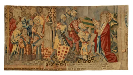 Gobelängfragment från en gobeläng föreställande De sju sakramenten, gjorda i Tournai, Belgien
