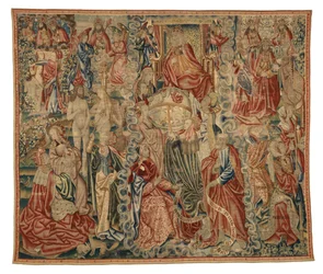 Gobeläng, en del av en Credo gobeläng föreställande The Creation of the World, tillverkad i Bryssel, Belgien, ca 1500-10 (ull)