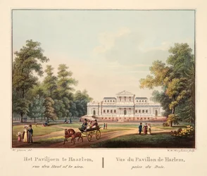 Paviljongen i Harlem, sedd från Wood. Vue du Pavillon de Harlem, prise du Bois, 1825 (handkolorerad gravyr)