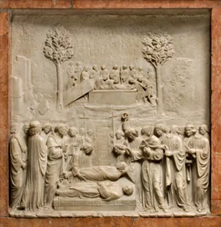 Krypta, ark av de heliga Marcellinus och Peter Exorcist, Benedict Briosco 1506-08, begravning av de heliga Marcellinus och Peter