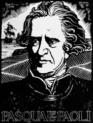 Porträtt av Pasquale Paoli, korsikansk statsman, general och patriot (träsnitt)