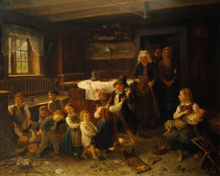 Barn som leker i en interiör, 1873