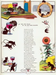 Stadsmusen och landsmusen, illustration från "Fables" av Jean de la Fontaine