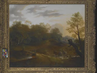 Pony Cart Crossing A Woodland Brook (olja på duk)