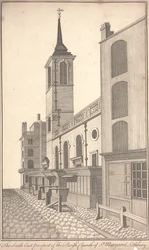 The South East Prospect of the Parish Church of St. Margaret Lothbury, c.1750 (gravyr)