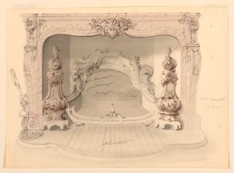 Ritning, galler av gjutjärn, ca 1840