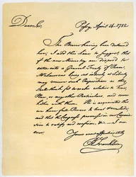 Brev från Benjamin Franklin till David Hartley MP, 14 april 1782.