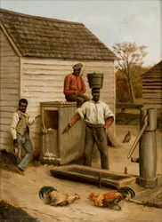 Tuppfäktning på bondgården, 1860