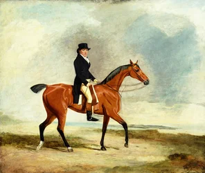 Francis Const på sin Bay Hunter Riding near the Sea, 1806