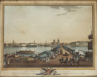 Exchange Bridge på Vasilievsky Island, 1799
