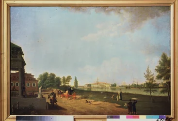 Utsikt över Kamenny Palace (ön av sten), i Sankt Petersburg. Målning av Benjamn Paterssen (1748-1815), olja på duk