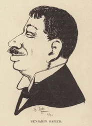 Karikatyrsjälvporträtt av den franske serietecknaren och illustratören Benjamin Rabier (litho)