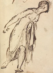 Studie av en lutande figur