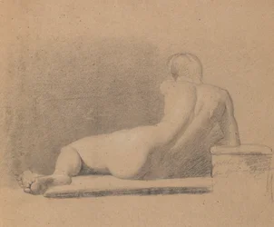 Studie av en liggande, naken figur