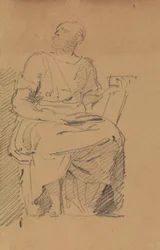 Studie av en sittande figur