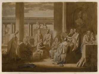 Know Thy Self, 1768 (galltvättbläck i järn, oljeimpasto & tvättar på elfenbensbelagt papper)