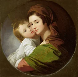 Konstnärens fru, Elizabeth, och deras son Raphael, ca 1773 (olja på duk)