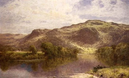 En stilla pool vid floden Conway, Church Pool, nedanför Betws-y-Coed