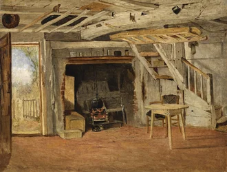 Studie av en stuga interiör, c.1869