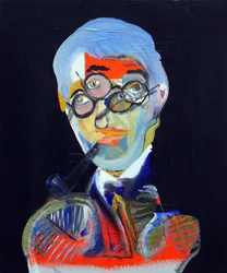 50 stora författare i historien : Jean-Paul Sartre, 2015 (olja och akryl på duk)