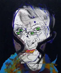 50 stora författare i historien : Michel Houellebecq, 2015 (olja och akryl på duk)