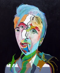 50 stora författare i historien : Roland Barthes, 2015 (olja och akryl på duk)
