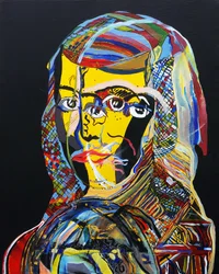50 stora författare i historien : Sor Juana Ines de la Cruz, 2015 (olja och akryl på duk)