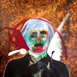 Surportrait : Andy Warhol  Sébastien, 2005 (olja och bladguld på duk)