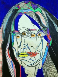 Surportrait : Fanie Demeule, 2019 (olja och akryl på träpanel)