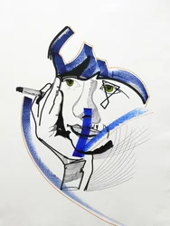 Surportrait : Françoise Sagan 1, 2019 (akryl på papper)