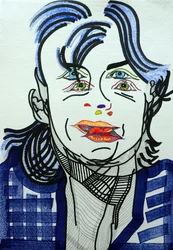 Surportrait : Fred Vargas, 2019 (akryl på papper)