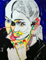 Surportrait : Gabrielle Roy, 2021 (olja och akryl på träpanel)