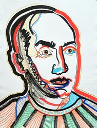 Surportrait : Isamu Noguchi 1, 2022 (akryl på papper)