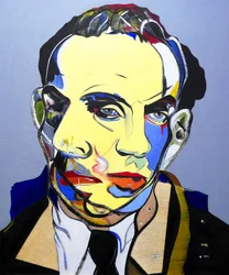 Surportrait : Louis-Ferdinand Céline, 2023 (olja på träpanel)