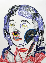 Surportrait : Marguerite Duras 2, 2021 (akryl på papper)
