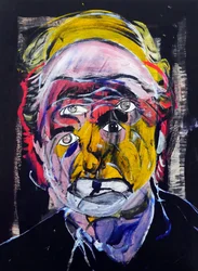 Surportrait : Philip Roth, 2021 (olja och akryl på träpanel)