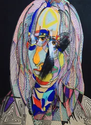 Surportrait : Virginie Despentes, 2021 (olja och akryl på träpanel)