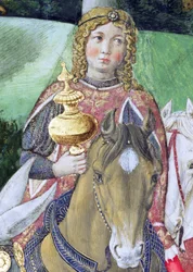 Ryttare i det kungliga följet, detalj från the Journey of the Magi-cykeln i kapellet, ca 1460 freskdetalj av 70606