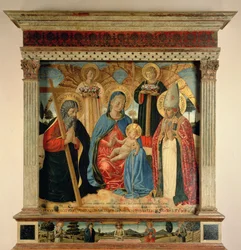 Madonna och barn med SS. Andrew och Prosper, 1466 (tempera och bladguld på panel)