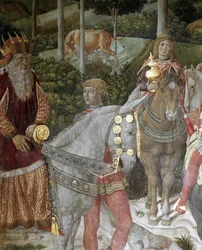 Magiernas resa. Detalj som representerar Joseph Patriarch av Konstantinopel mellan 1261 och 1276 - Fresco