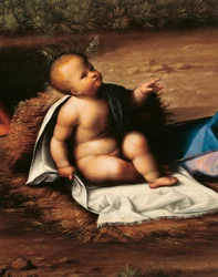 Baby Jesus, detalj från Nativity av Garofalo (1481-1559)