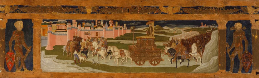 Predella panel: Triumph of David (målning på trä)