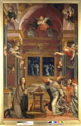 Annunciation, c.1523 (olja på panel)