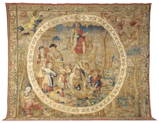 Bryssel allegoriska gobeläng föreställande december månad från "Medaljongmånaderna", ca 1525