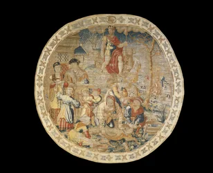 Bryssel allegoriska gobeläng föreställande december månad från "Medaljongmånaderna", ca 1525