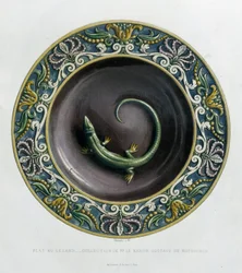 Plate au lizard - Plet céramique, i "" The work of Bernard Palissy"" av C. Delange och C. Borneman, Paris