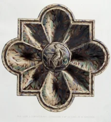 Tallrik jaspé med fack - Tallrik keramik, i "" The work of Bernard Palissy"" av C. Delange och C. Borneman, Paris